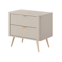 NACHTSCHRANK 63 cm mit Schubladen, 63 cm, Beinen, Beige - Beige/Goldfarben, Holz/Metall (63/55/38cm) - Emporius