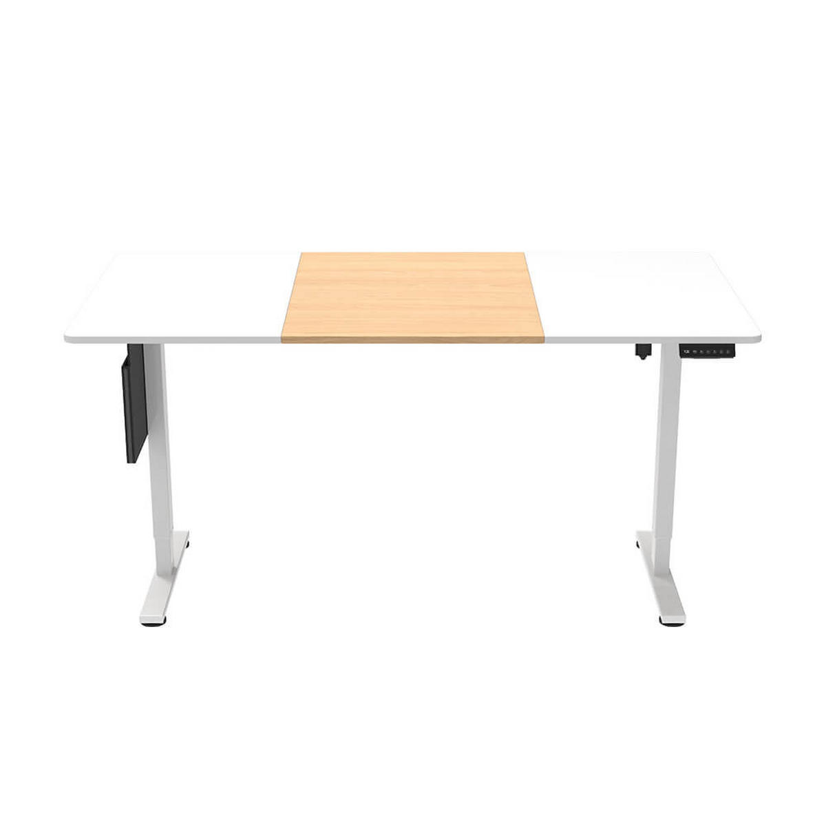 HÖHENVERSTELLBARER Schreibtisch ELMO Weiß/Holz - 160 x 60 cm - Weiß, Holz/Metall (60/160/70cm) - Home Deluxe