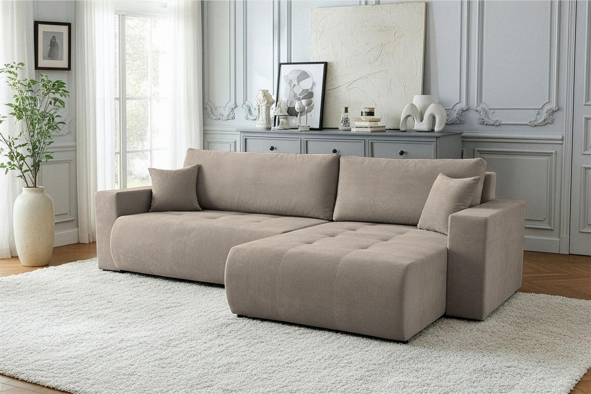ECKSOFA Armari Mit Schlaffunktion - Taupe, Holzwerkstoff/Textil (154/277cm) - Fun Möbel