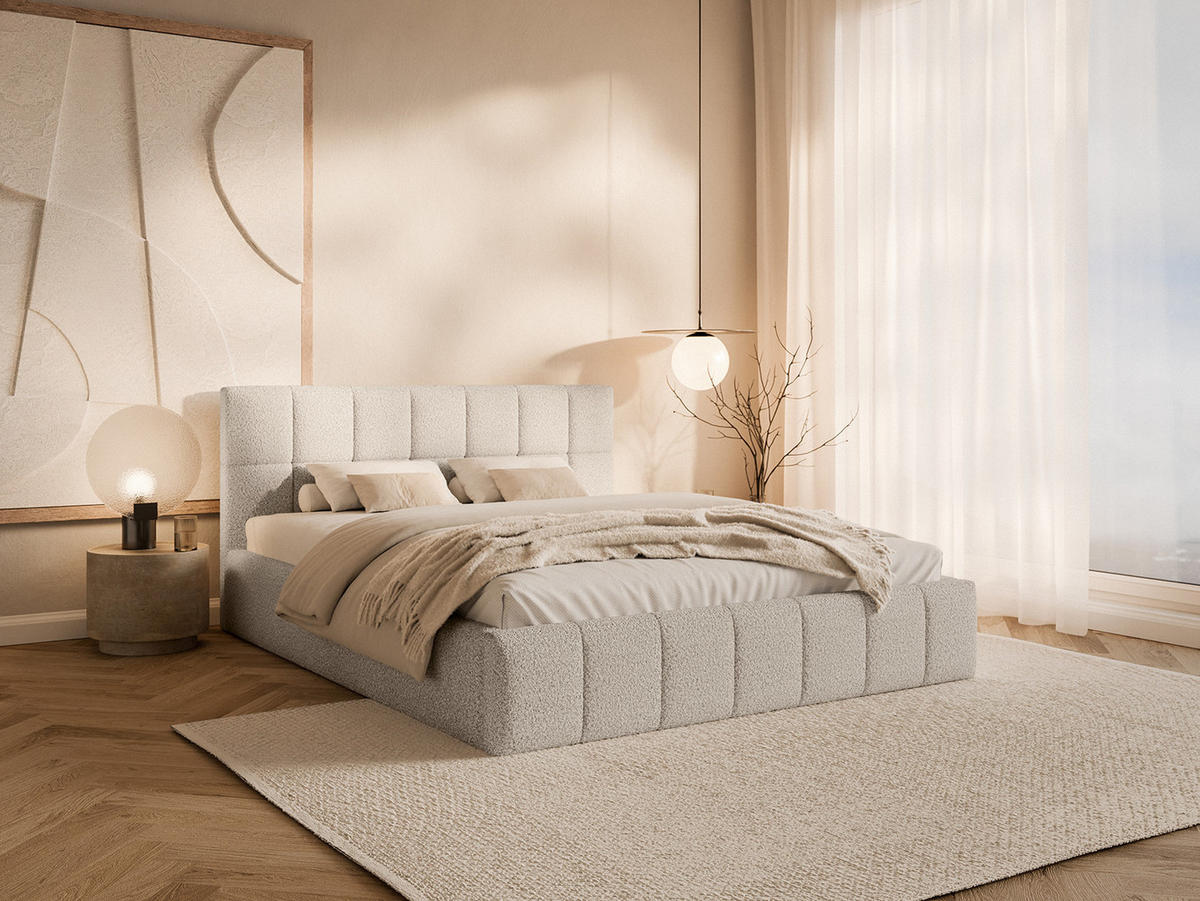 POLSTERBETT Moura 180x200 cm, Cremeweiß - Creme, Textil (180/200cm) - Fedve