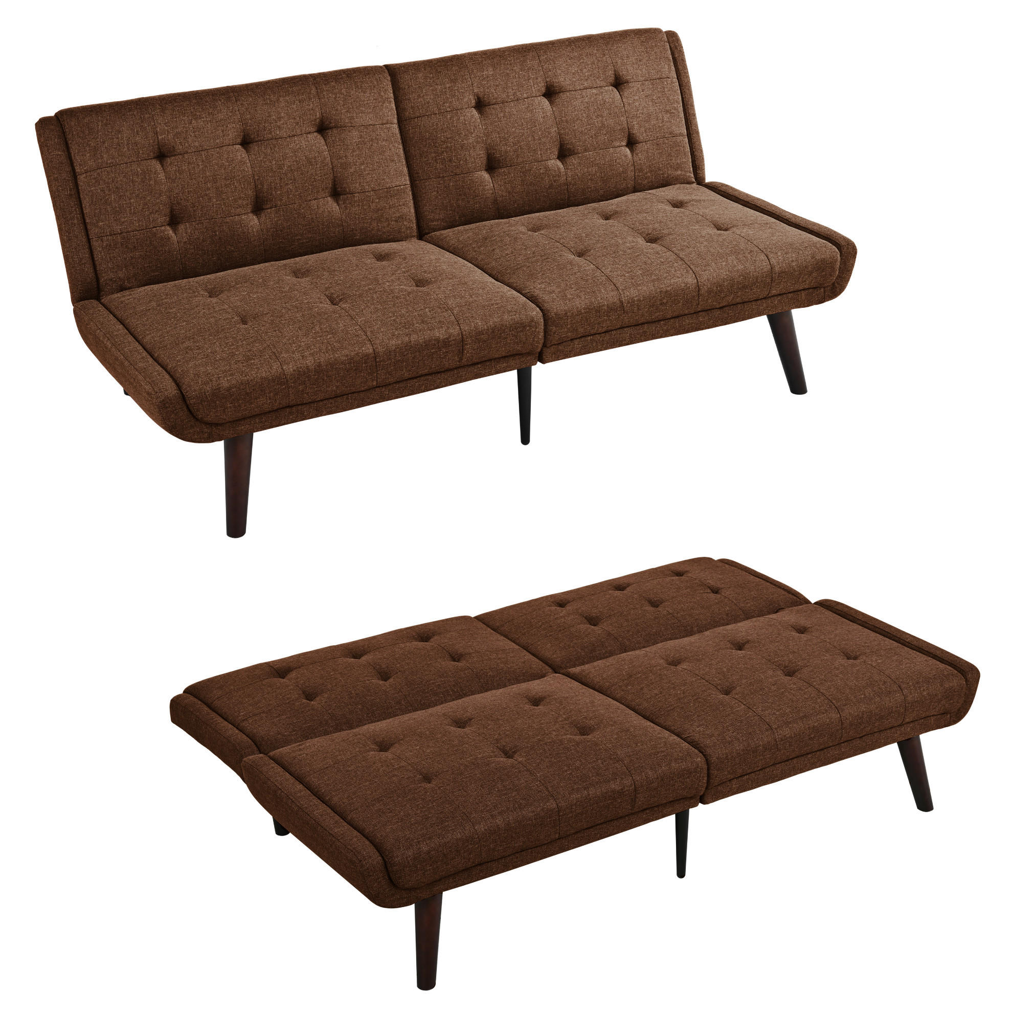 SCHLAFSOFA aus Leinen 157x51x70 cm in Braun mit 5-fach verstellbarer Rückenlehne - Braun, Textil (157/70/51cm) - Modfu