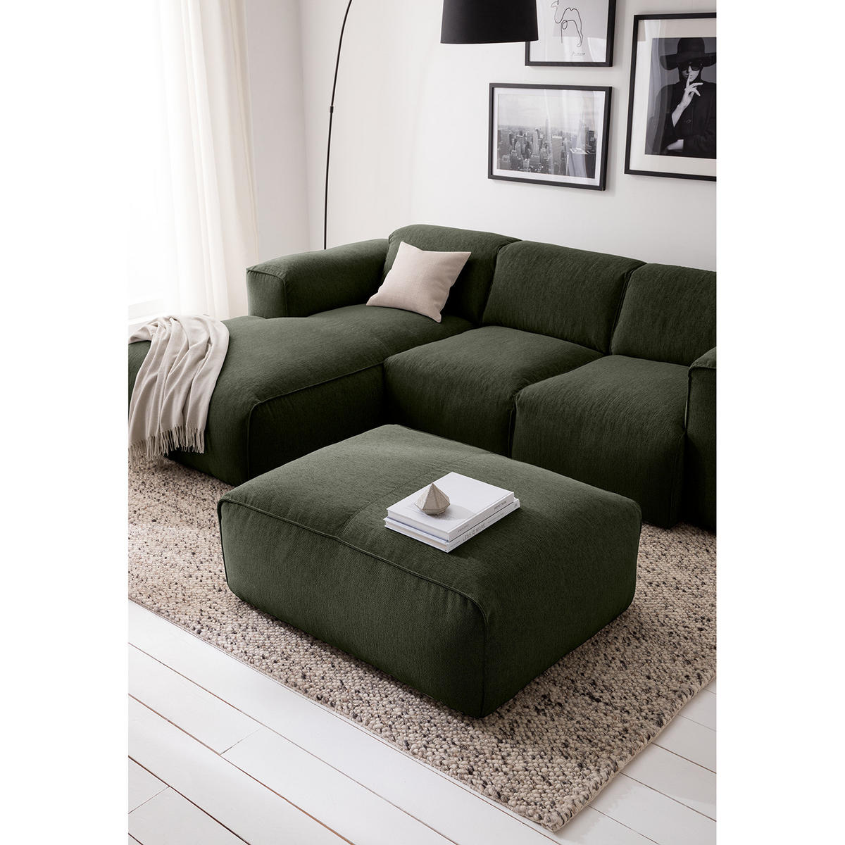 POLSTERHOCKER - Schwarz/Grau, Kunststoff/Textil (81/38/100cm) - home24