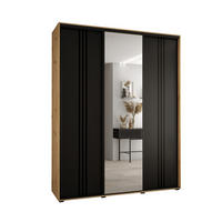 SCHWEBETÜRENSCHRANK 235,2/200/45 3-türig - Schwarz/Eiche Artisan, Holz/Metall (200/235/45cm) - Abiks Möbel