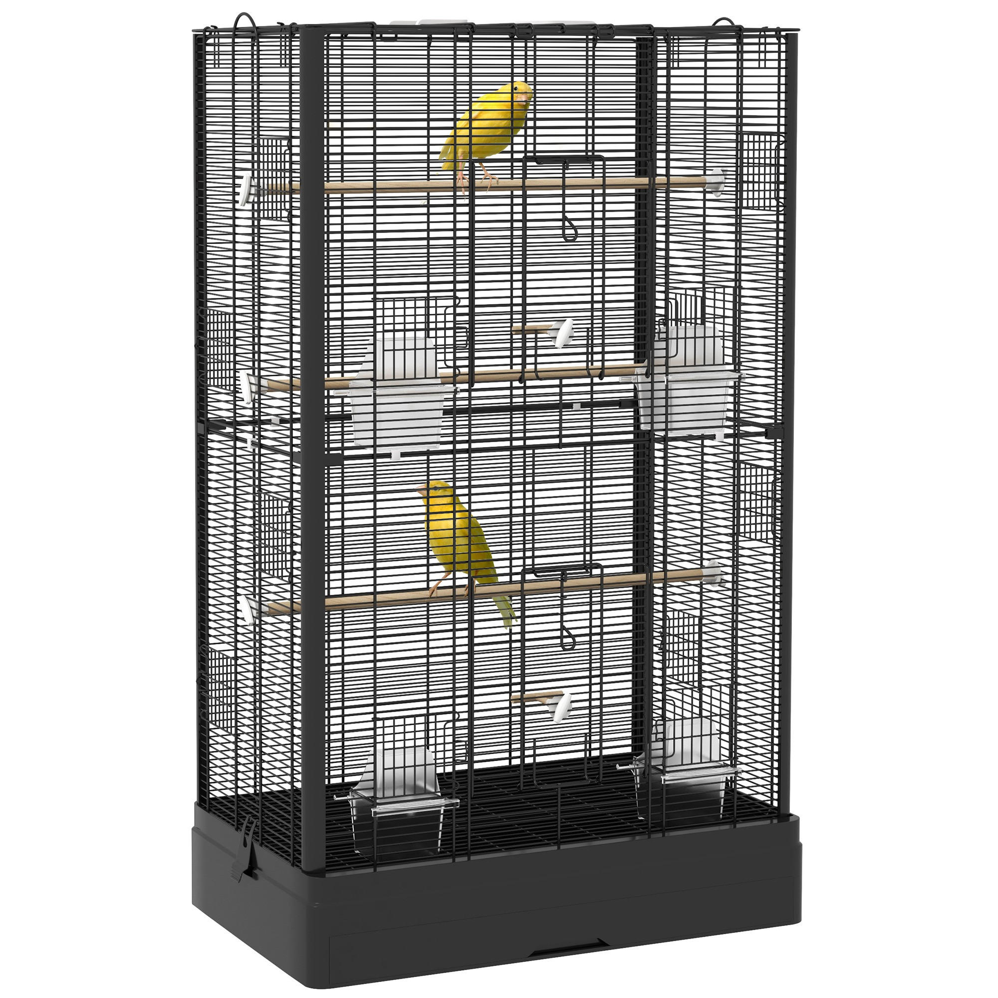 VOGELKÄFIG DE-17845 5 Sitzstangen & 12 Türen Schwarz - Schwarz, Metall (36.5/98/61cm) - ComfortXL