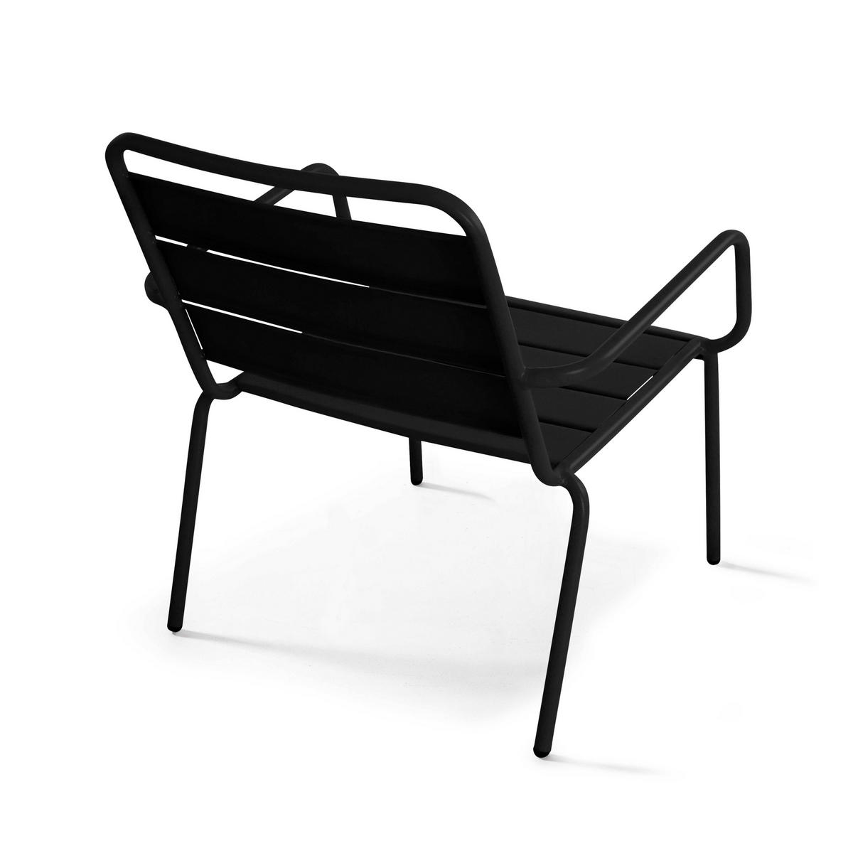 RELAXSESSEL MIT HOCKER 2-tlg., Schwarz - Schwarz, Metall (64/72/60cm) - Oviala