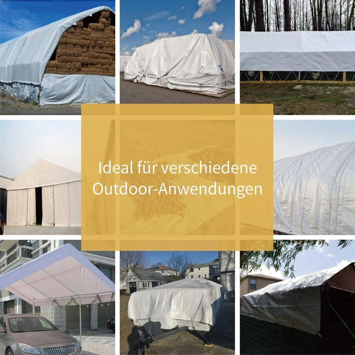 GEWEBEPLANE 3 x 6 m Weiß Wasserdicht 160g/m² - Weiß, Kunststoff (32/8/43cm)