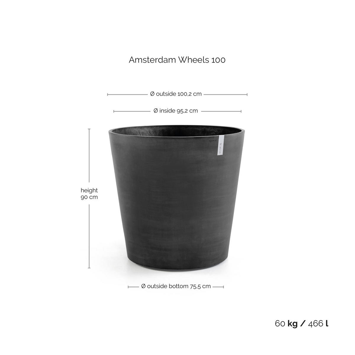 BLUMENTOPF Amsterdam Wheels 100,2/88,7 cm Dunkelgrau - Dunkelgrau, Kunststoff (100.2/88.7cm) - Ecopots