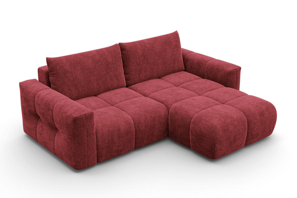 ECKSOFA VERONA 3-Sitzer rechts, Dunkelrot - Schwarz/Dunkelrot, Holz/Textil (224/173cm) - Courtois Laville