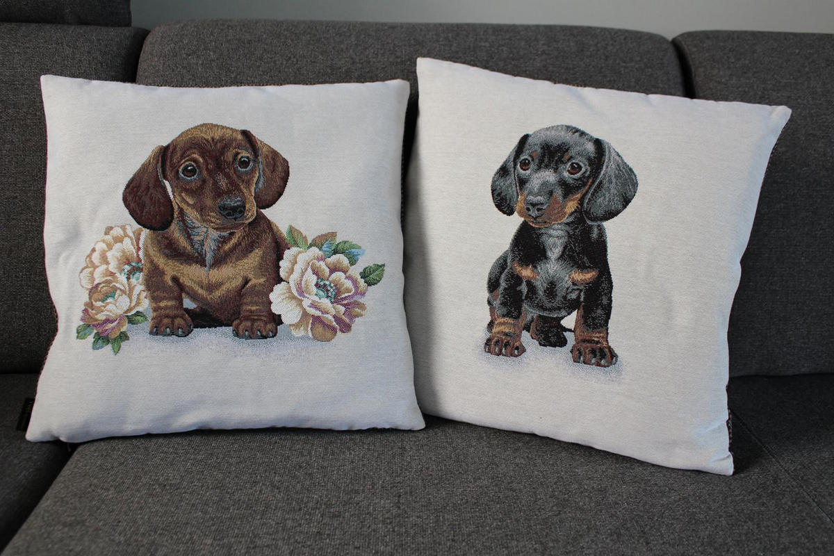 KISSENHÜLLE DACKELKINDER - Braun, Textil (45/45cm) - Yve! decoration