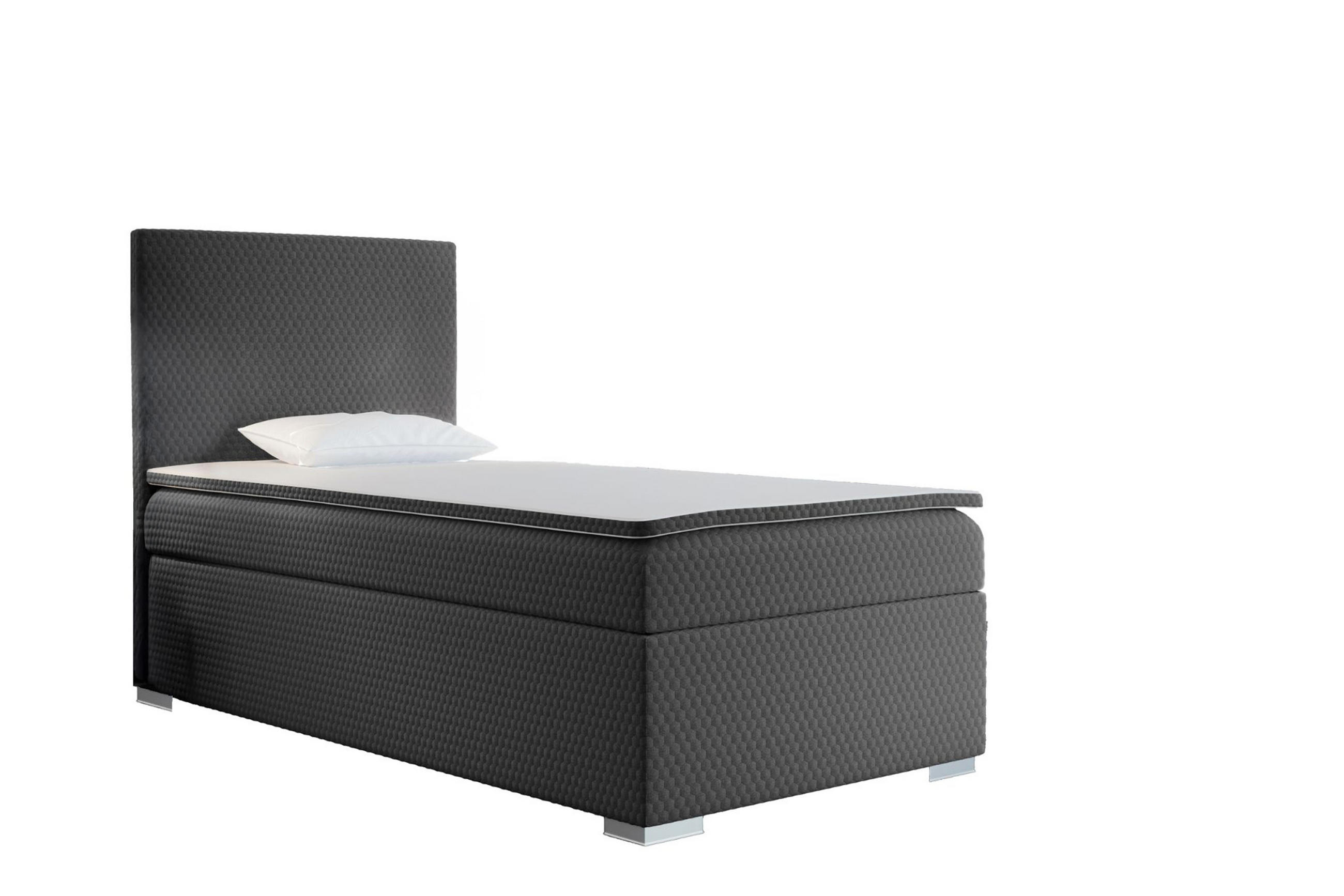 BOXBETT Mit Bettkasten Matratze Topper ICON Grau 70x200 cm Links - Grau, Holz (70/200cm) - Kaiser Möbel