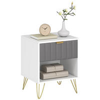 NACHTSCHRANK DE-12912 Schublade und offenes Fach, Stahlfüße Weiß - Weiß, Holzwerkstoff (40/55/45cm) - ComfortXL