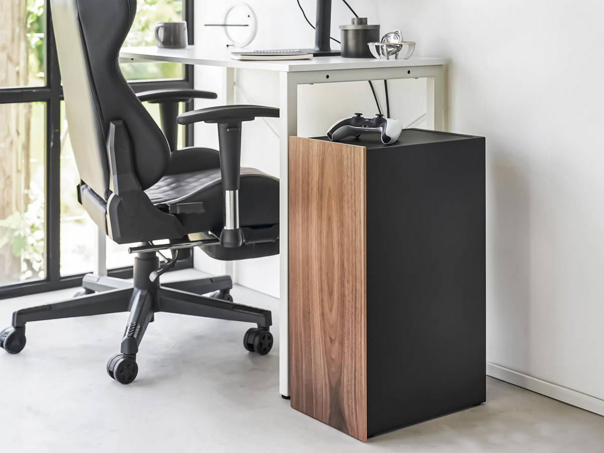 SPIELEKONSOLEN-SCHRANK Tower schwarz 24/60/36 cm - Schwarz, Metall (24/60/36cm) - Yamazaki
