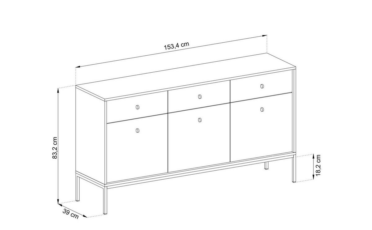 SIDEBOARD MONO Blau 154x39x84 cm - Blau, Holzwerkstoff (154/84/39cm) - FURNLUX