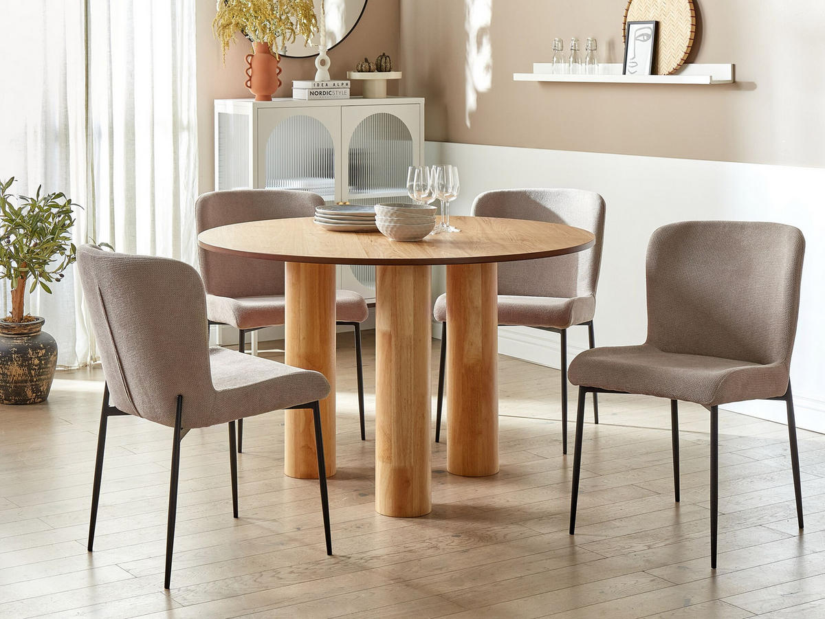 ESSZIMMERSTUHL 2er-Set Polsterbezug Beige Ada - Beige, Textil/Metall (49/82/48cm) - Beliani