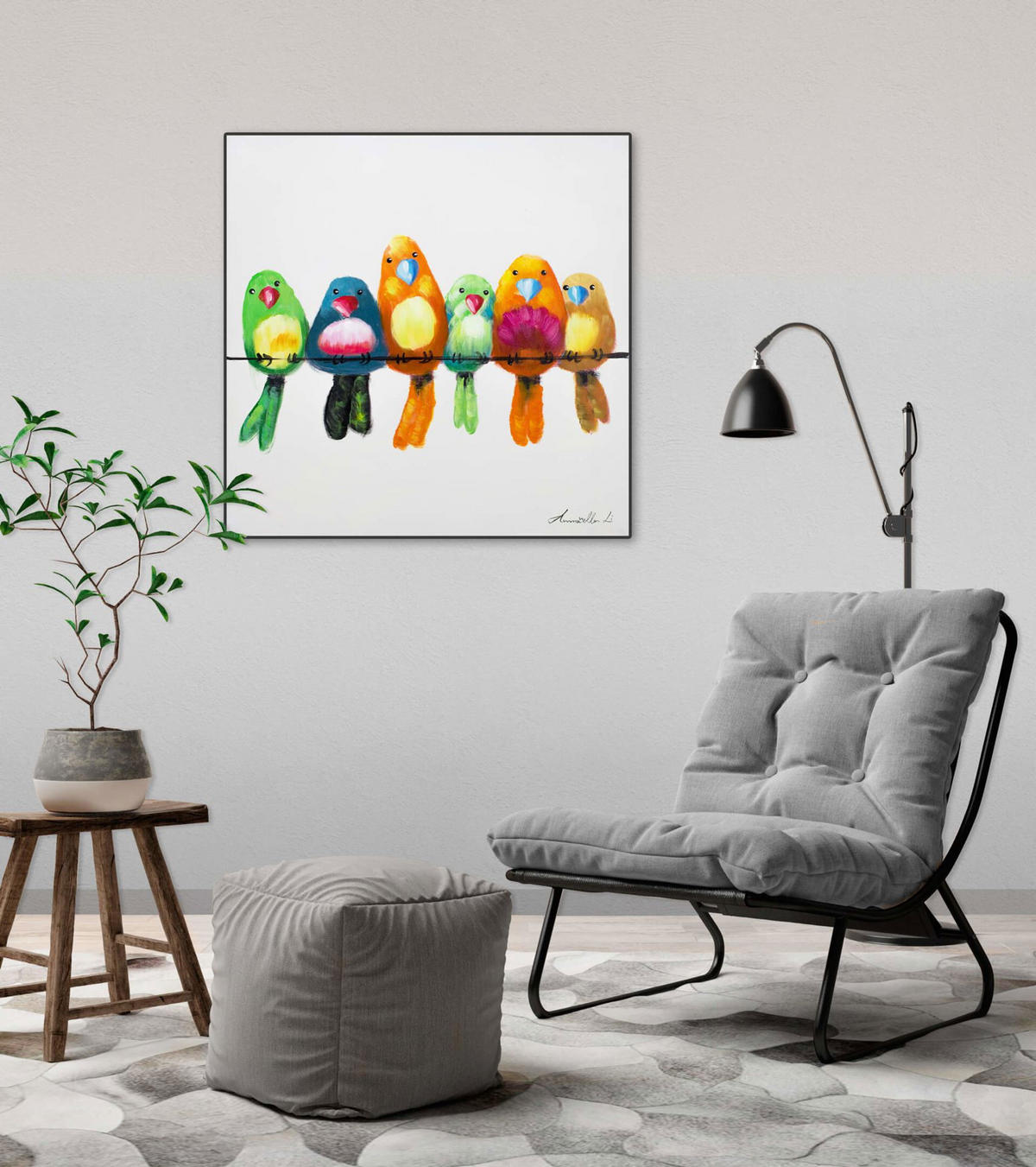 ÖLGEMÄLDE 60/60 cm - Beige/Multicolor, Holz/Textil (1.15/60cm) - KUNSTLOFT