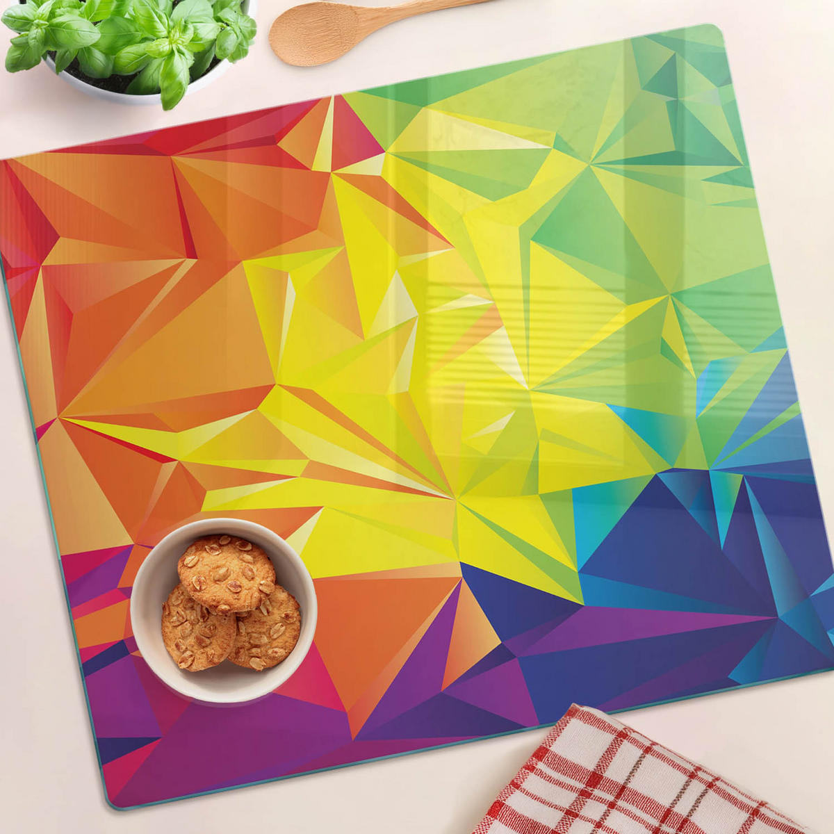 GLASPLATTE 60x52 cm Abstrakt - Multicolor, Glas (60/0.4/52cm) - TULUP