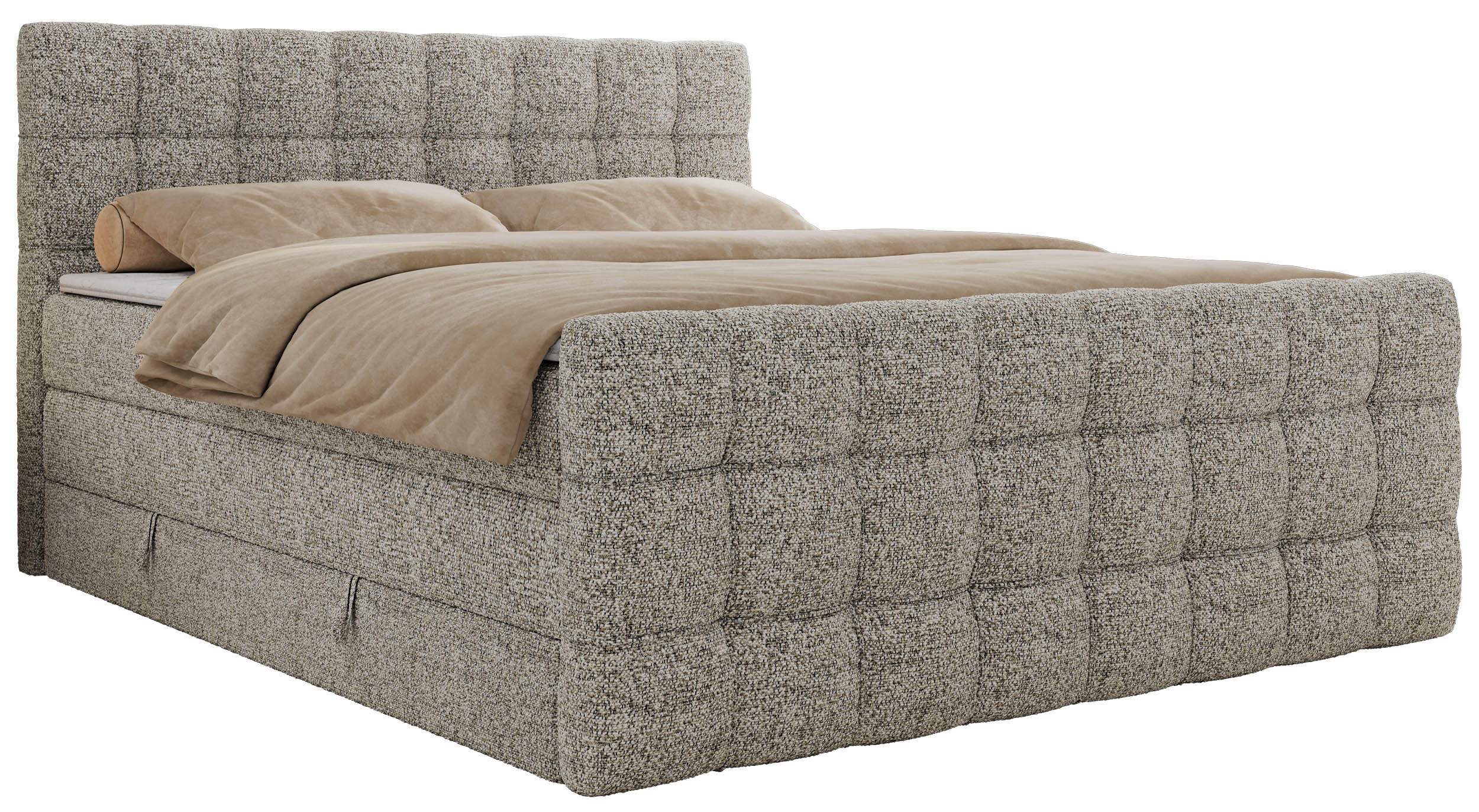 MKS POSTEL BOXSPRING ALTIVO KING DUO 120/200 - Béžová Strukturovaná látka - Topper Visco - H3
