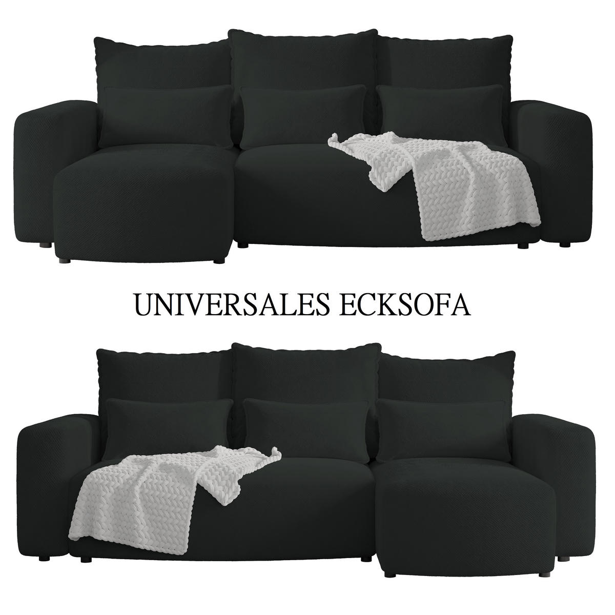 ECKSOFA Travis mit Bettkasten und Schlaffunktion, L-Form, Cord, Universal - Graphitfarben, Holzwerkstoff (248/148cm) - 4ALL HOME