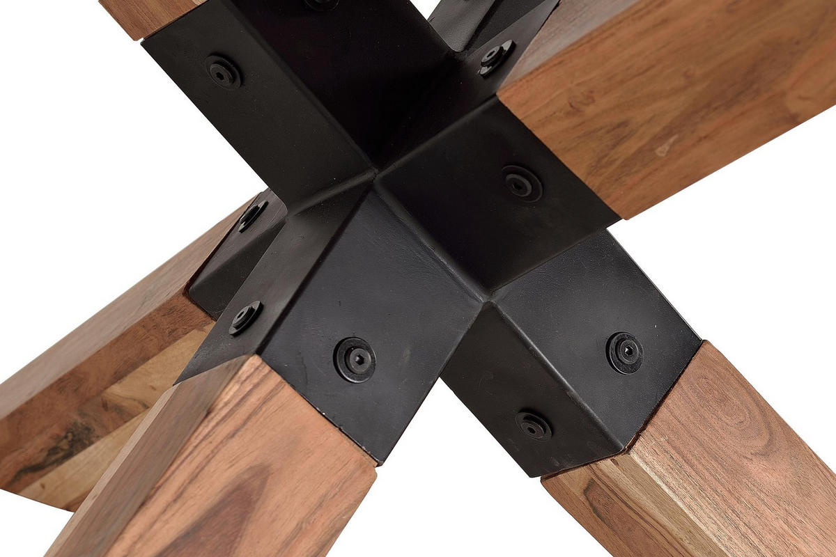 ESSTISCH aus natürlichem Akazienholz und schwarzen Metallbeinen - Braun, Holz (150/150/76cm) - Giner y Colomer