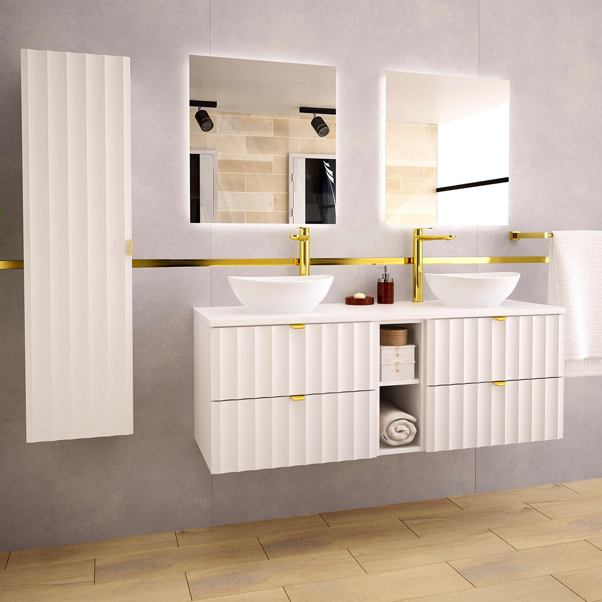 HÄNGESÄULE Lexa Weiß - Weiß, Holzwerkstoff (34.5/130/31.8cm) - Petits-meubles