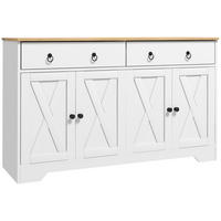 SIDEBOARD Weiß, 2 Türen, 2 Schubladen, 121/37/75 cm - Weiß, Holz (121/75/37cm) - PANGIVO