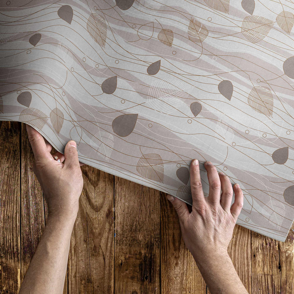 TEPPICH 140x210 cm Boho-Blätter auf Wellen Hintergrund - Dunkelgrau, Kunststoff (140/210cm) - Wallfluent