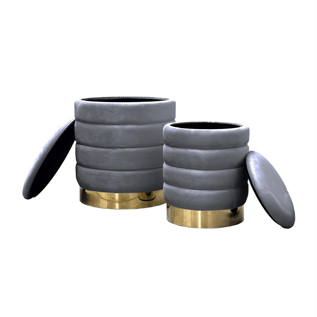 Pouf-Set MIRELLE gepolstert grau - Grau, Textil (40/45/40cm) - Lookway