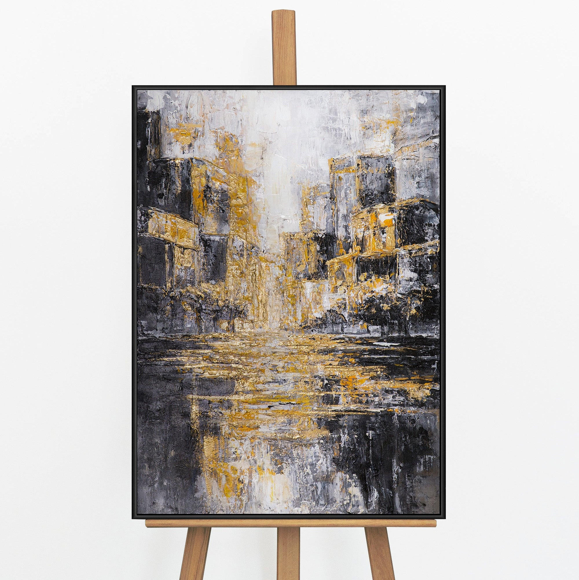 GEMÄLDE Nächtliche Stadt Schattenfugenrahmen Schwarz 70x50 cm - Schwarz, Holz (70/50cm) - YS-art gallery