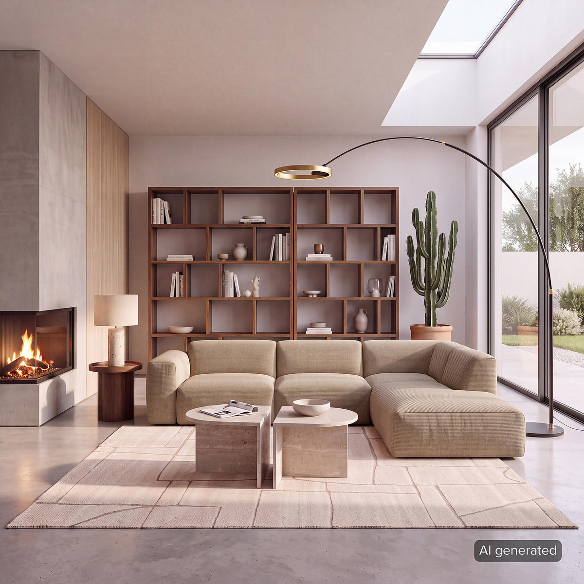 3-SITZER ECKSOFA mit Recamiere - Taupe/Schwarz, Kunststoff/Textil (295/231cm) - home24