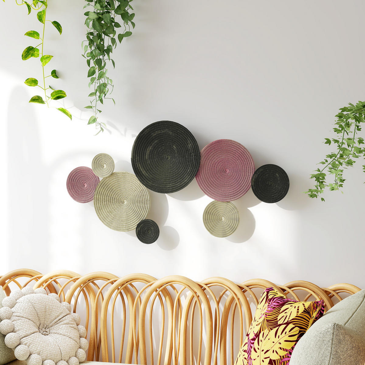 WANDDEKO geometrische Wandbild mit einzigartigem Multi-Disc-Design Bunt - Bronzefarben, Metall (7/58/110cm) - HOMCOM