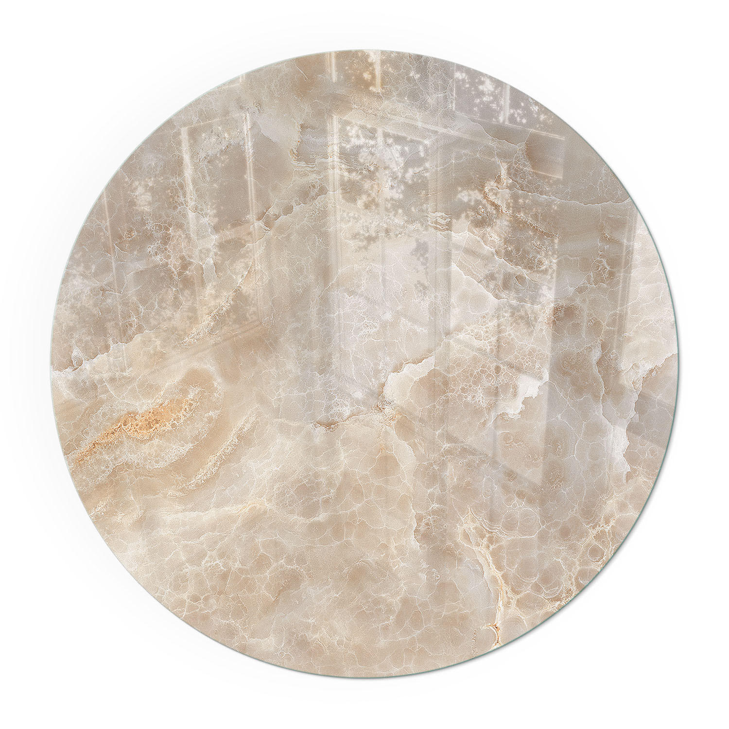 GLASPLATTE für Kamin Ø 90 cm - Beige, Glas (90/90/0.4cm) - TULUP