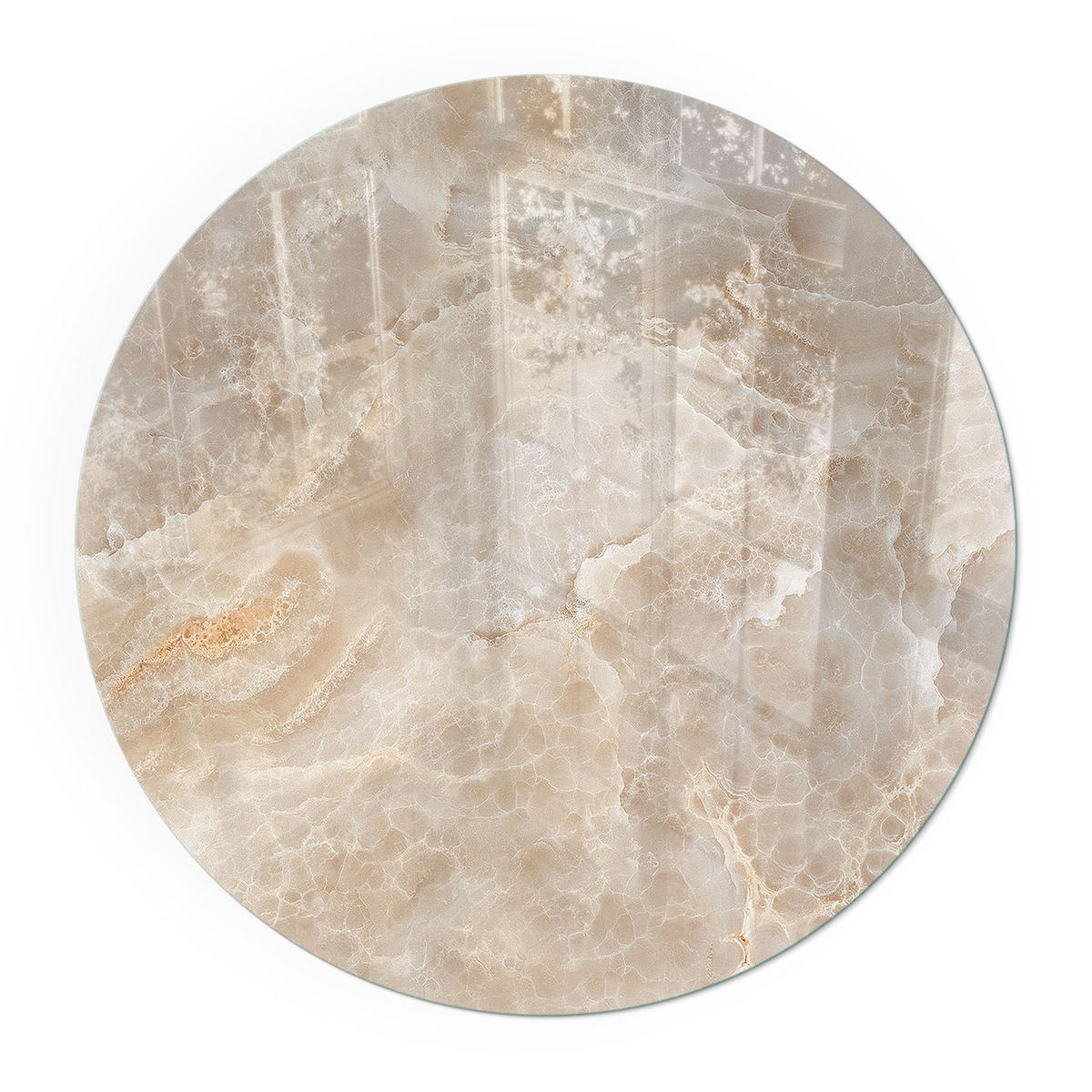 GLASPLATTE für Kamin Ø 90 cm - Beige, Glas (90/90/0.4cm) - TULUP