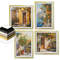 WANDBILDER 4er Set - 50x50 cm & 40x60 cm Goldrahmen - Gemalte Zitruslandschaften - Goldfarben, Kunststoff (50/50cm) - ArtPrintCave