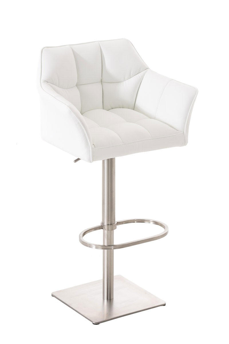 BARHOCKER Damaso 88x64x45 cm weiß - Weiß, Leder (64/88/45cm) - furnicato