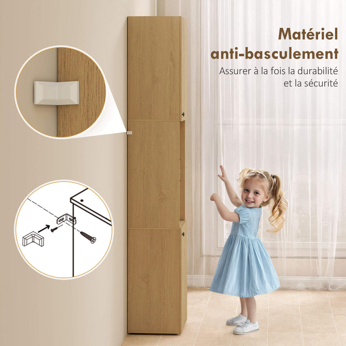 HOCHSCHRANK DE-12504 2 Türen mit verstellbaren Böden 40/31/182 cm Eiche - Eichefarben, Holzwerkstoff (31/182/40cm) - ComfortXL