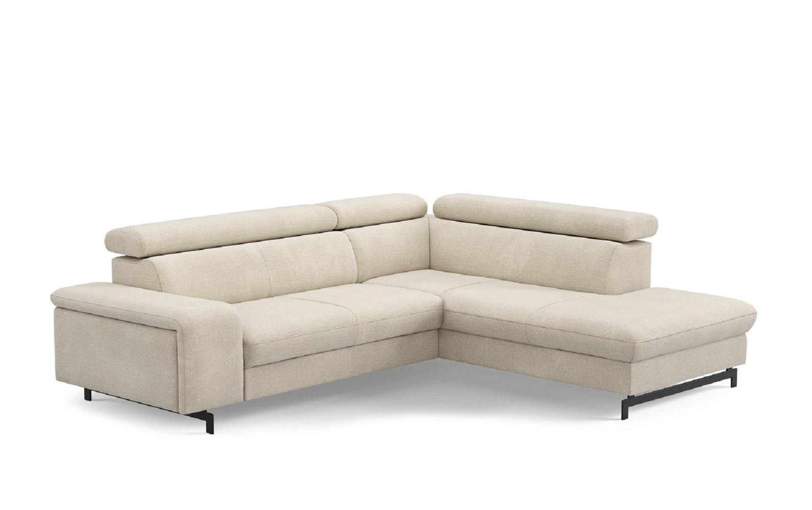 ECKSOFA mit Schlaffunktion und Bettkasten - Beige/Schwarz, Kunststoff/Textil (215/262cm) - Cotta