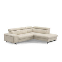 ECKSOFA mit Schlaffunktion und Bettkasten - Beige/Schwarz, Kunststoff/Textil (215/262cm) - Cotta