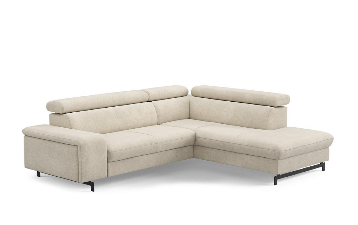 ECKSOFA mit Schlaffunktion und Bettkasten - Beige/Schwarz, Kunststoff/Textil (215/262cm) - Cotta