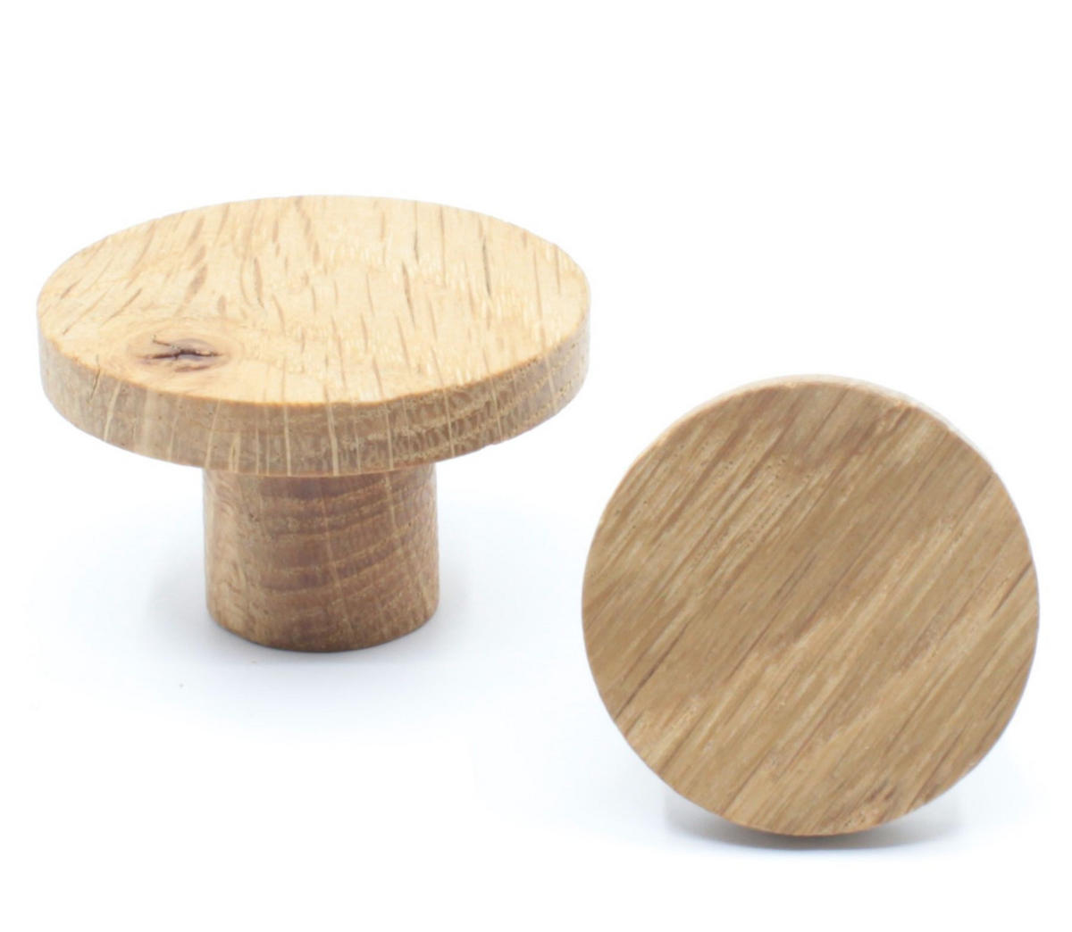 MÖBELKNOPF Eiche massiv Ø 30mm Massivholz Wohnmöbel Küche Schublade mit Schraube - Eichefarben, Holz (3/2.5/3cm) - Livingpoint24