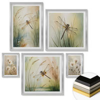 WANDBILDER 5er Set - 50x50 cm & 20x30 cm & 40x60 cm Silberner Rahmen - Strandbretter, Surfboote, Vögel - Silberfarben, Kunststoff (40/60cm) - ArtPrintCave