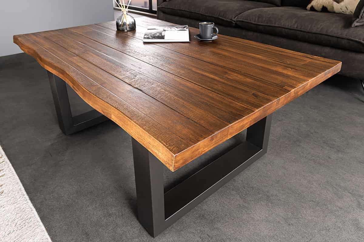 COUCHTISCH GENESIS Akazie kufen Braun 110cm - Schwarz/Braun, Holz/Metall (69/110/46cm) - riess-ambiente