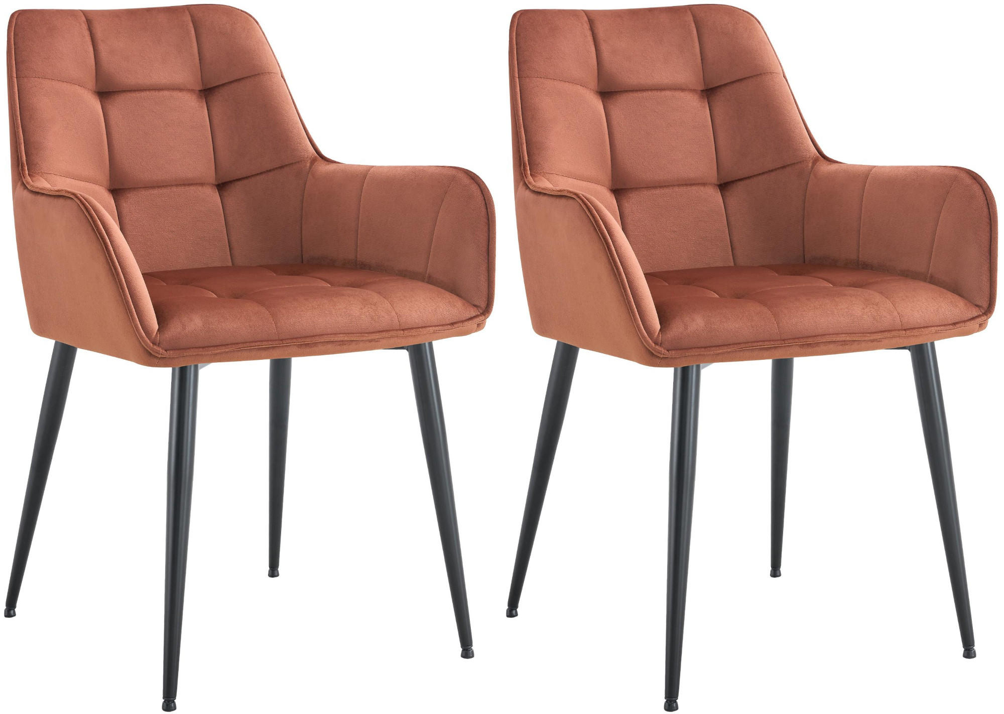 ESSZIMMERSTUHL 2er Set Samt Braun - Schwarz/Braun, Textil/Metall (58/86/62cm) - CLP