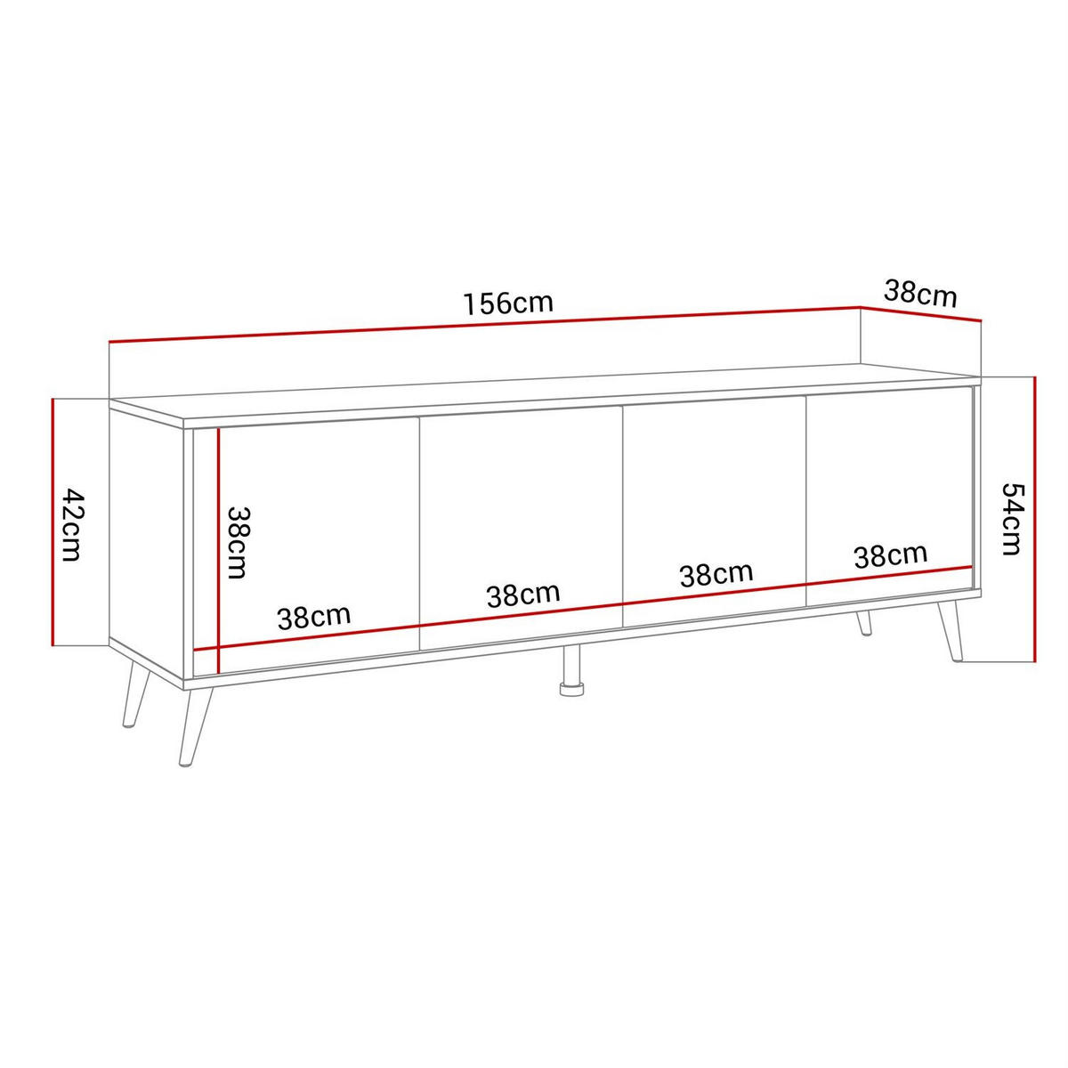 TV-ELEMENT SANAYI auf goldenen Beinen Hochglanz Weiß - Weiß, Holzwerkstoff (156/54/38cm) - Lookway