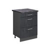 KÜCHENUNTERSCHRANK R-Line Schwarz Beton 60 cm AP Anthrazit - Anthrazit/Schwarz, Holzwerkstoff (60/81.6/60cm) - Vicco
