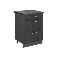 KÜCHENUNTERSCHRANK R-Line Schwarz Beton 60 cm AP Anthrazit - Anthrazit/Schwarz, Holzwerkstoff (60/81.6/60cm) - Vicco