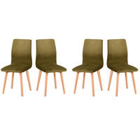 ESSZIMMERSTUHL 4x "LUNA 2", natür buche,zetta 297 - Beige/Grün, Holz (43/95/40cm) - Leaf Design