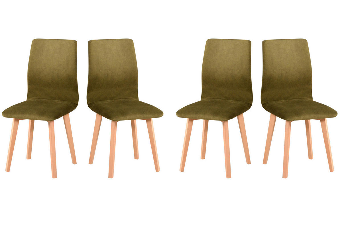 ESSZIMMERSTUHL 4x "LUNA 2", natür buche,zetta 297 - Beige/Grün, Holz (43/95/40cm) - Leaf Design