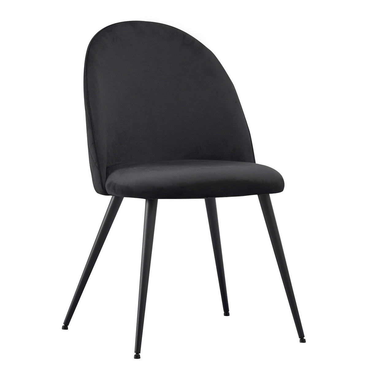 STUHL CAPO Samtbezug Metallbeine 4er Set Schwarz - Schwarz, Textil/Metall (53/84/44cm) - Albatros