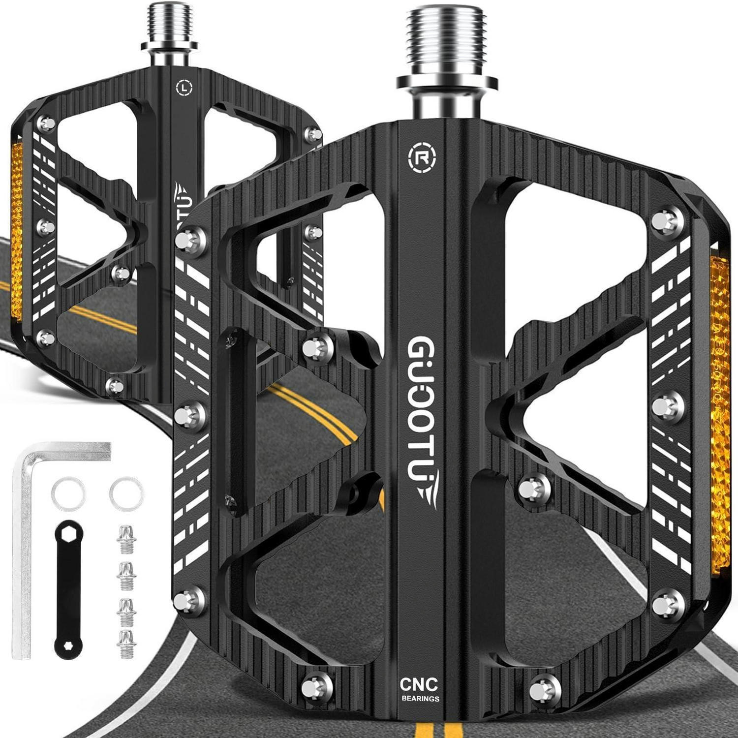 FAHRRADPEDALE Aluminium CNC Schwarz mit Reflektoren - Schwarz, Metall (10/1.5/12cm)