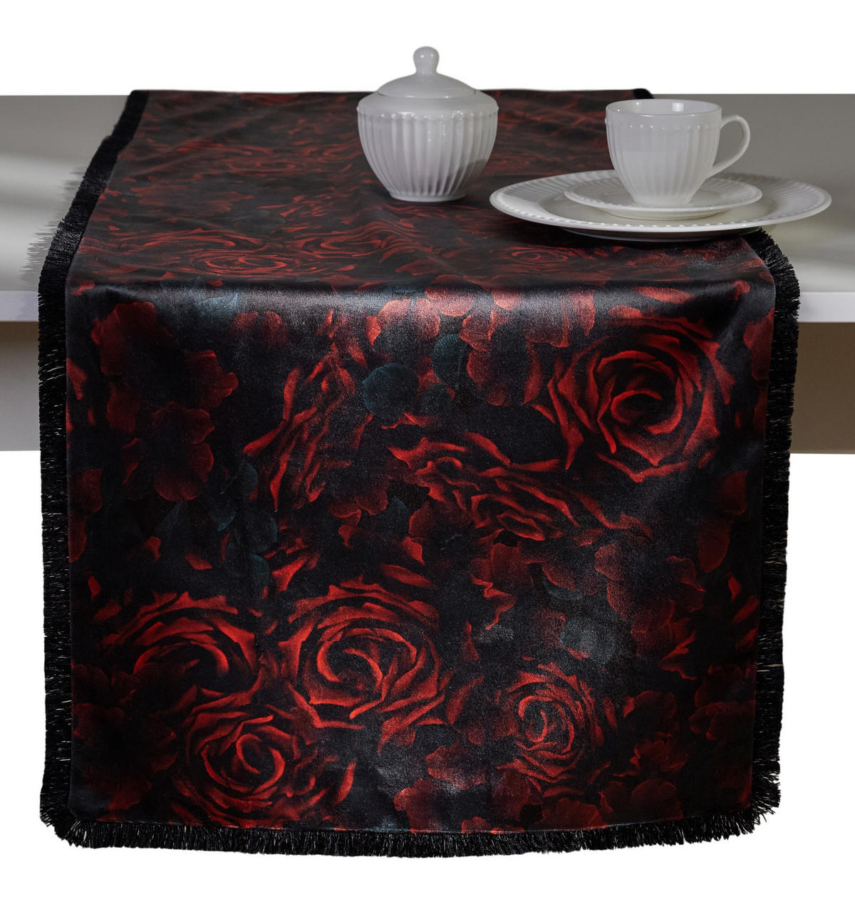 TISCHLÄUFER Estillo - Schwarz, Textil (180/40/1cm) - home&you